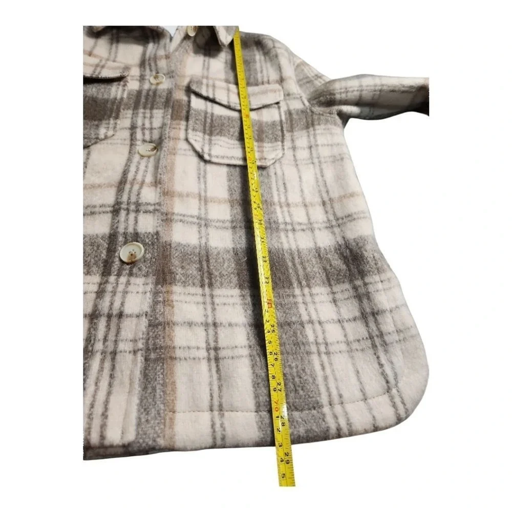 Zara Plaid Shacket Women XS Tan Oversized Flannel 3811/040/450 - Picture 6 of 9